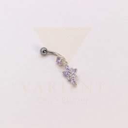 EZÜST KÖLDÖK PIERCING - LILA LÓGÓS VIRÁG