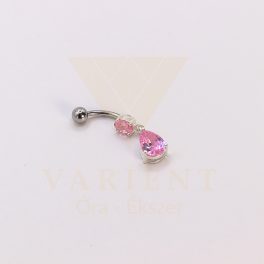 EZÜST RÓZSASZÍN CSEPP ALAKÚ LÓGÓS KÖLDÖK PIERCING