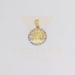 sárga arany életfa medál fehér arannyal - kétoldalú