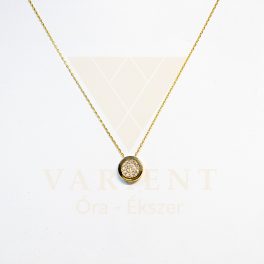 SÁRGA ARANY KEREK MEDÁL NYAKLÁNC CIRKÓNIA KÖVEKKEL