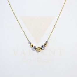   SÁRGA ARANY GYÉMÁNTVÉSETT GÖMBÖS NYAKLÁNC FEHÉR ARANNYAL